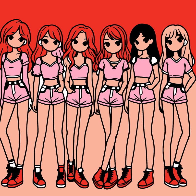 a group of girls wearing crop tops and shorts