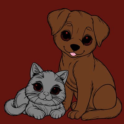 realistic cat and dog