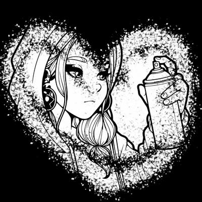 a realistic girl, spray painting