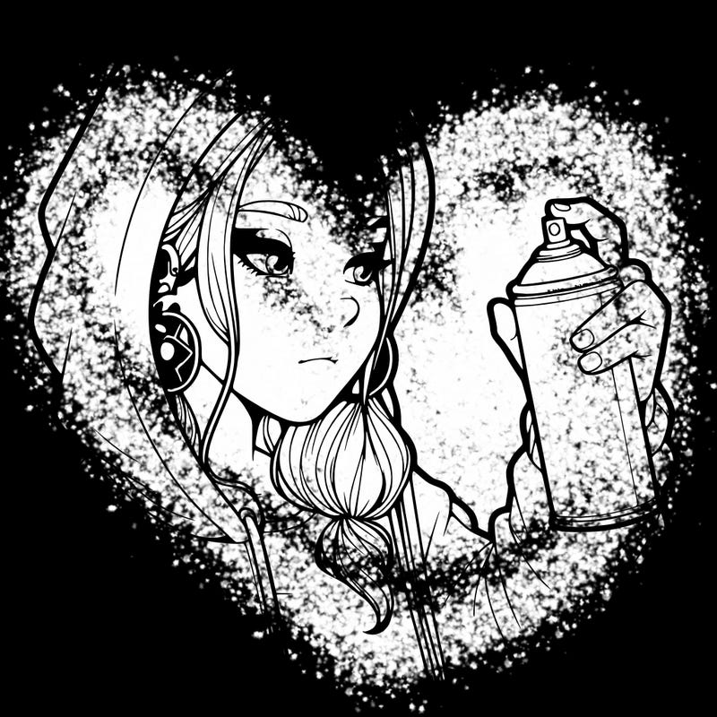 a realistic girl, spray painting