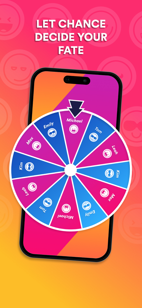 Truth or Dare ⋆ Dirty Game - A spin wheel in the Truth or Dare app used to randomly select a player for a challenge