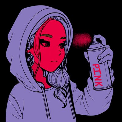 a realistic girl, spray painting