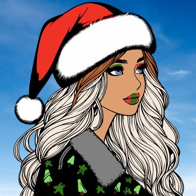 realistic girl in santa hat
