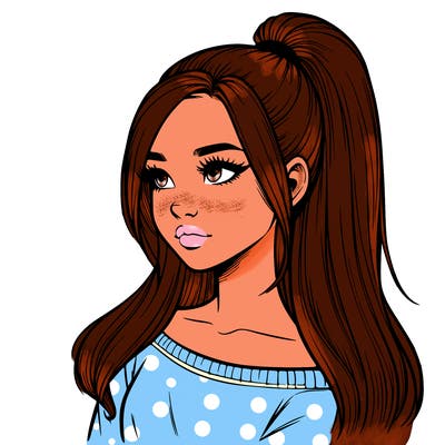 realistic girl with a high ponytail