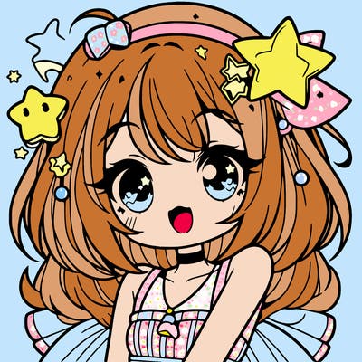 cute anime girl with star accessories