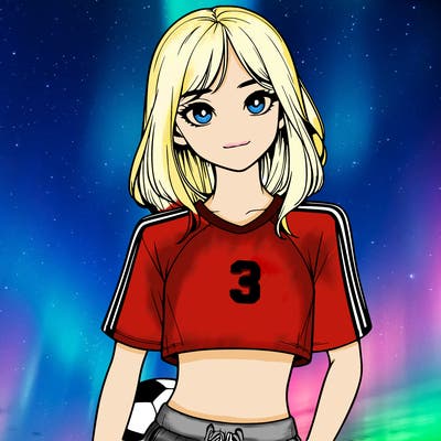 realistic girl wearing soccer jersey