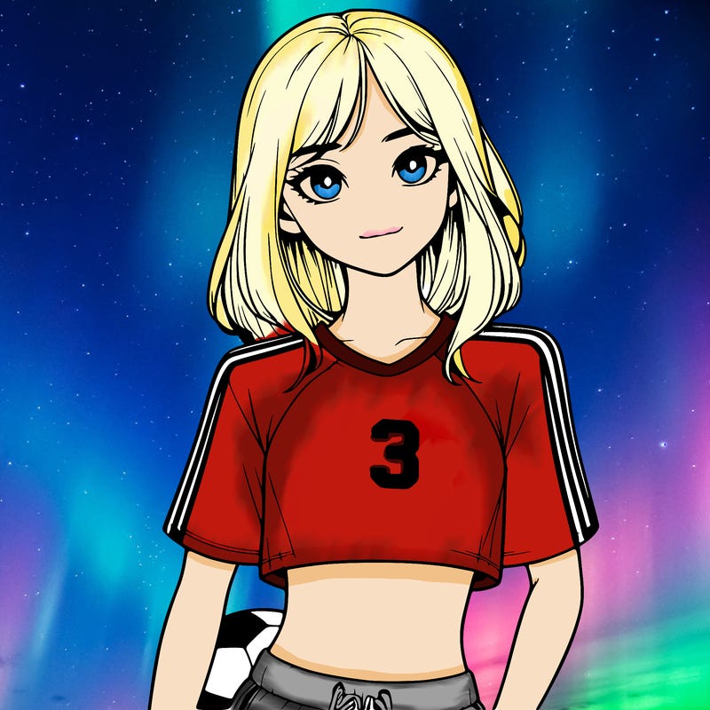 realistic girl wearing soccer jersey