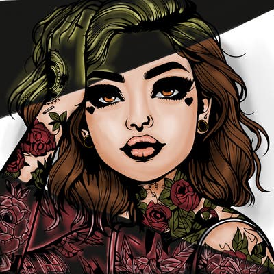 realistic girl with tattoos all over