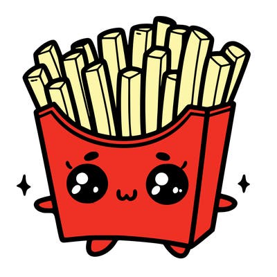 a cute. french fries