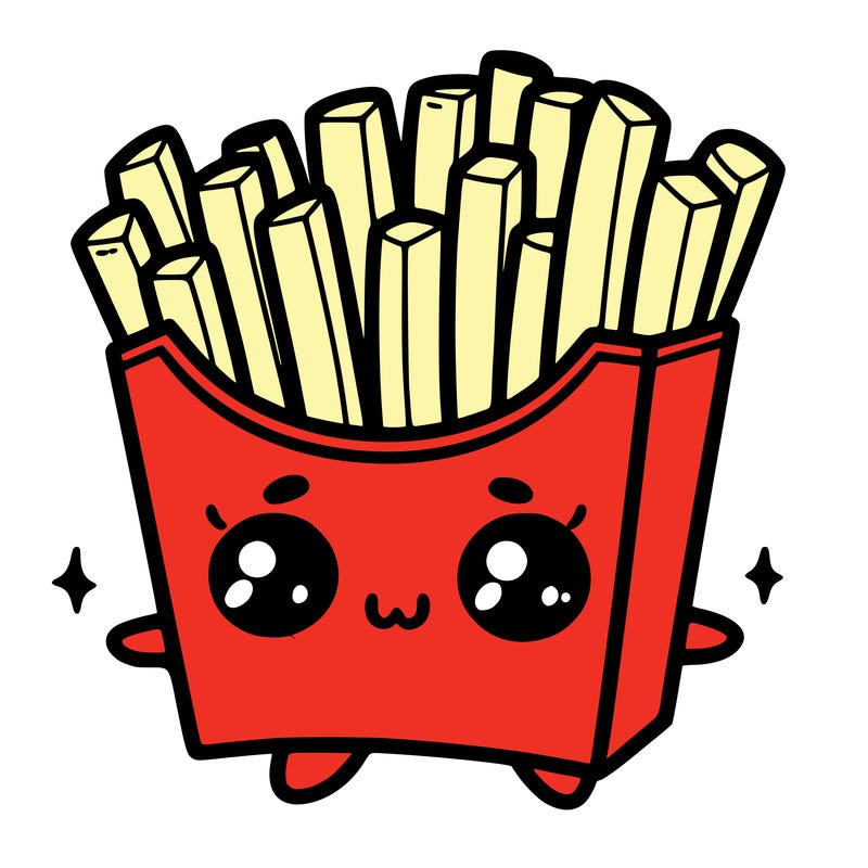 a cute. french fries