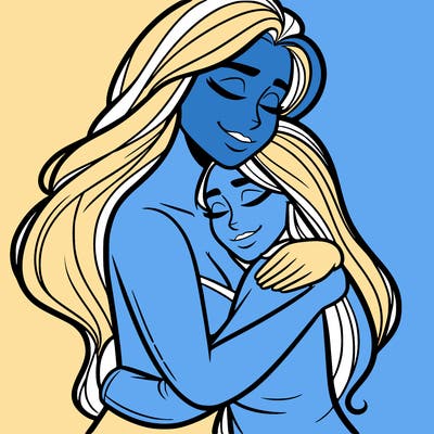 woman hugging another person