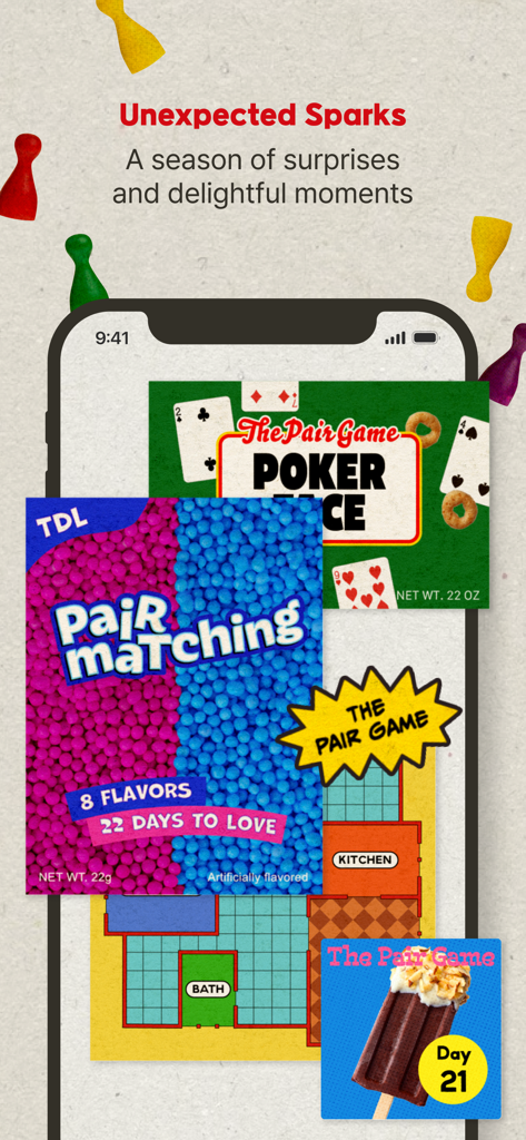 Picka: Virtual Messenger - Interface of Picka Virtual Messenger showing colorful game elements and the text Unexpected Sparks