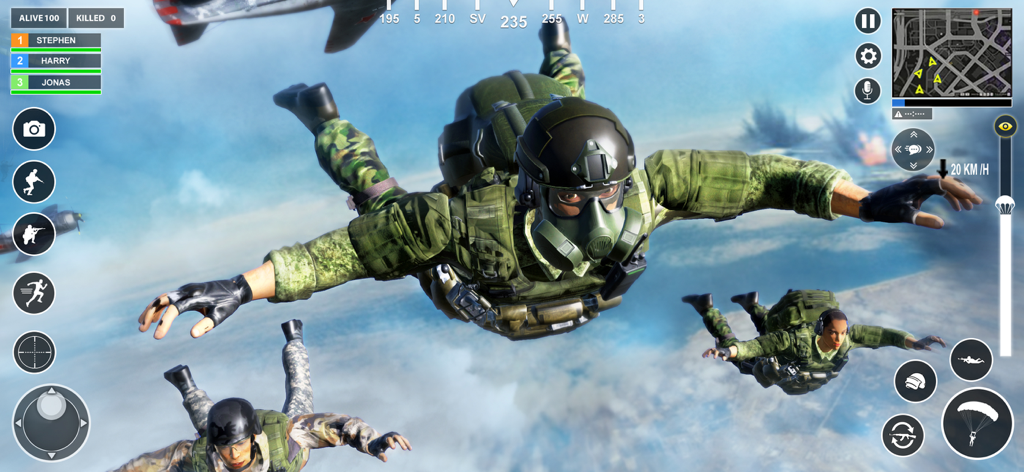 Anti Terrorist Shooting Game - Comandos saltando en paracaídas a la batalla en el Juego de Disparos Antiterrorista