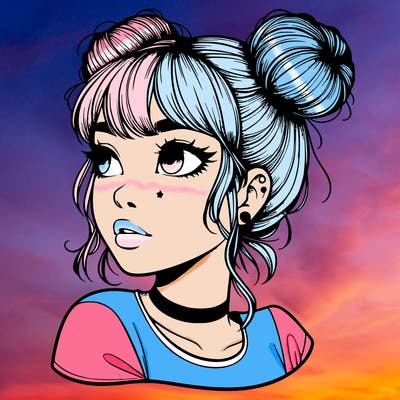 realistic girl with spacebuns