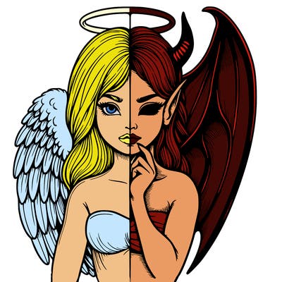 realistic angel half demon