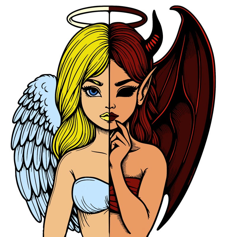 realistic angel half demon