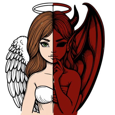 realistic angel half demon