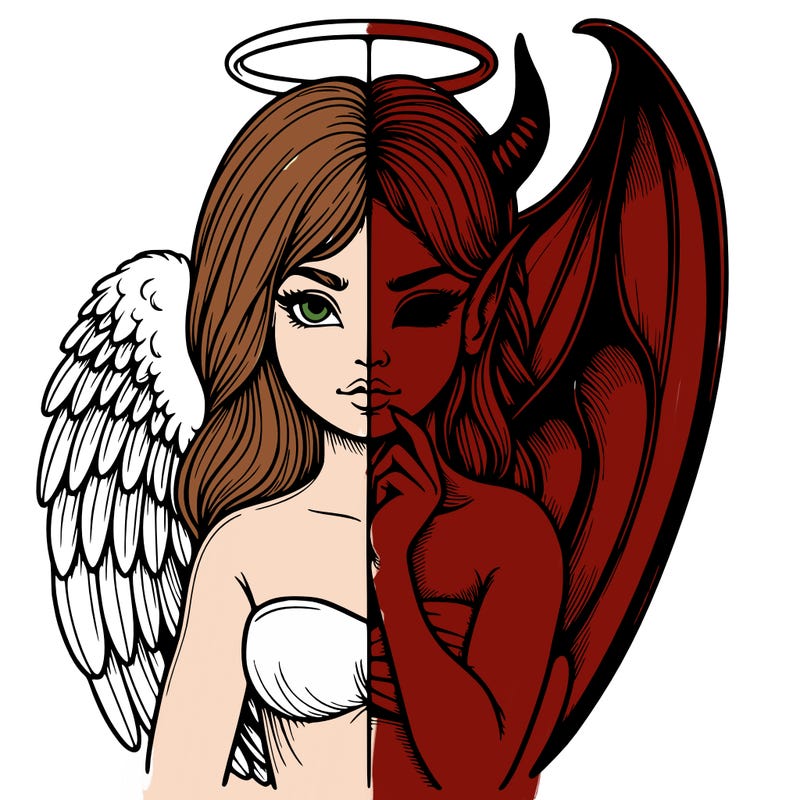 realistic angel half demon