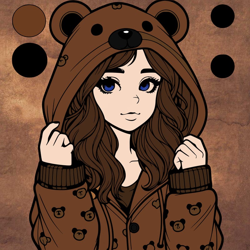realistic girl in a animal pjs hoodie