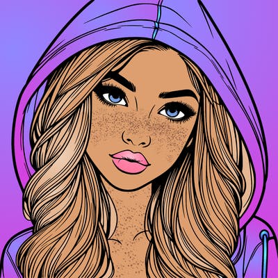 realistic beautiful girl with a hood on