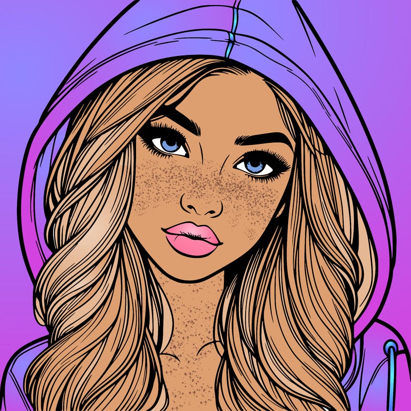realistic beautiful girl with a hood on