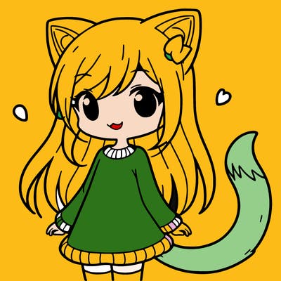 girl with cat ears and tail