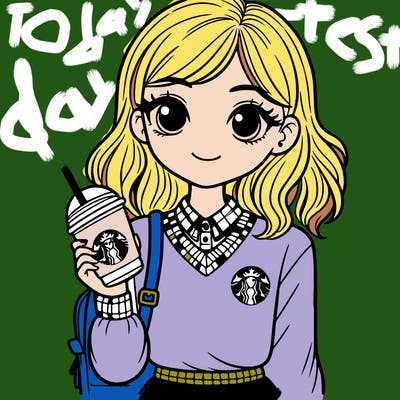 preppy girl with a starbucks cup i'm her hand