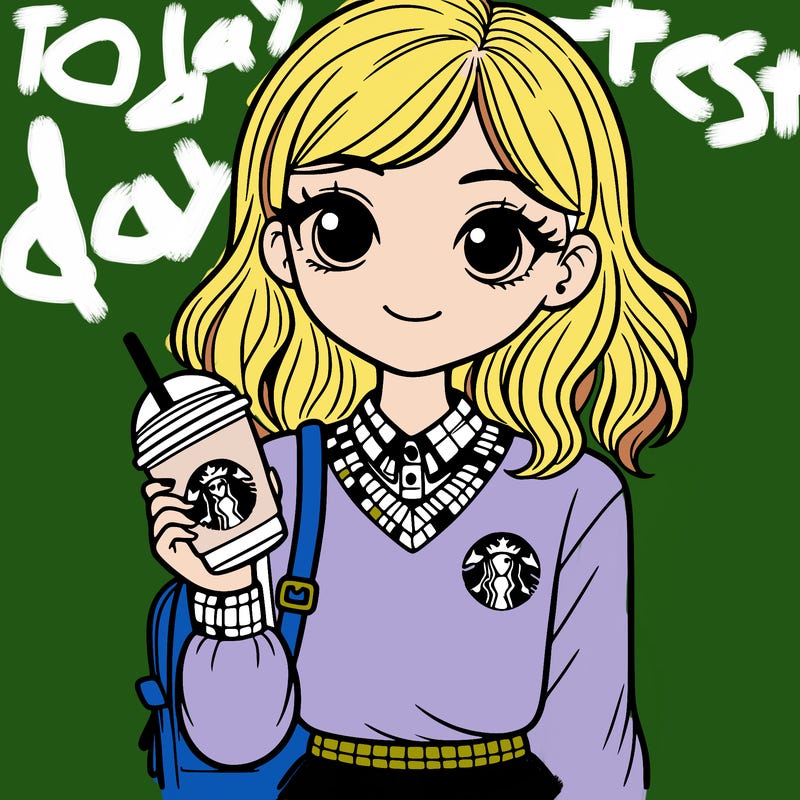 preppy girl with a starbucks cup i'm her hand