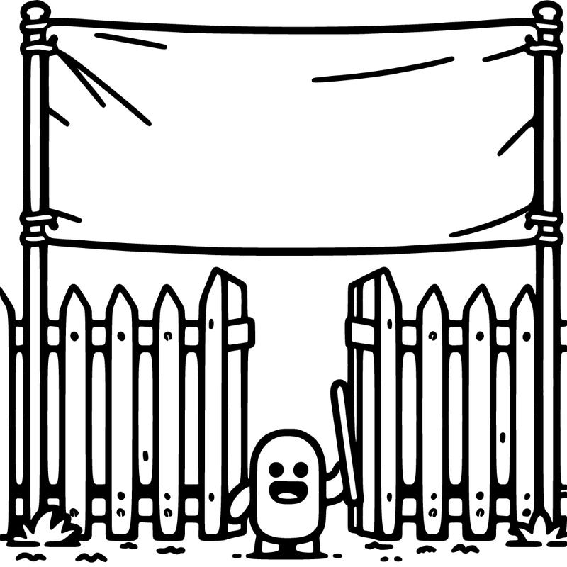 a big banner in a fence open without colors