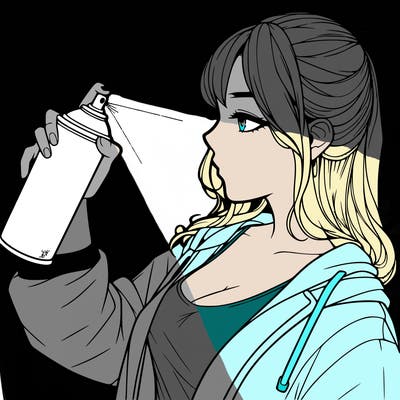a realistic girl spray, painting