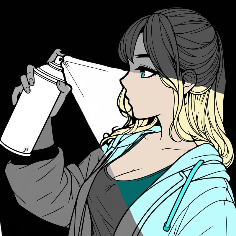 a realistic girl spray, painting