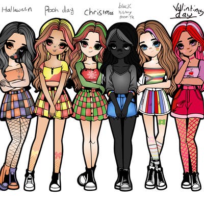 a group of girls realistic