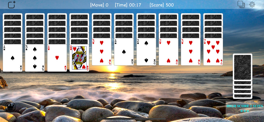Spider Solitaire Classic Z - Juego de cartas Spider Solitaire Classic Z con tema de playa al atardecer