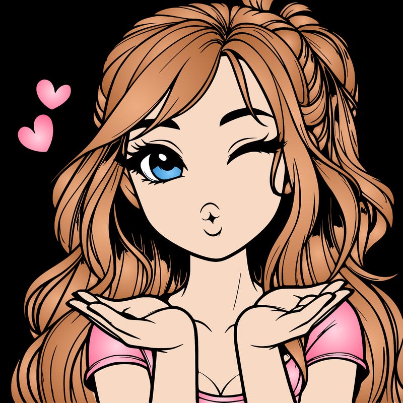 realistic girl winking and blowing a kiss while making heart hands