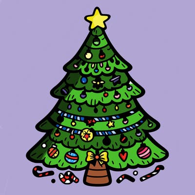 christmas tree with lots of details