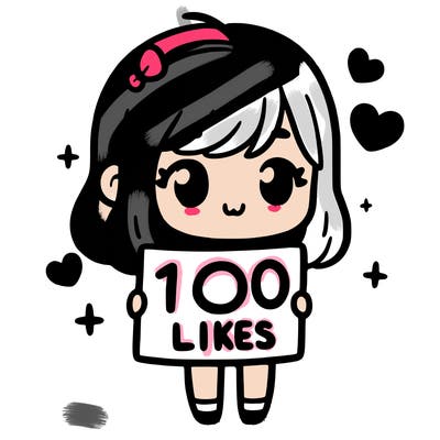 cute girl holding up a sign that says 100 likes