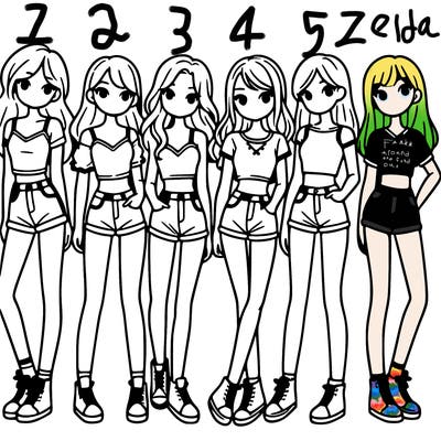 a group of girls wearing crop tops and shorts