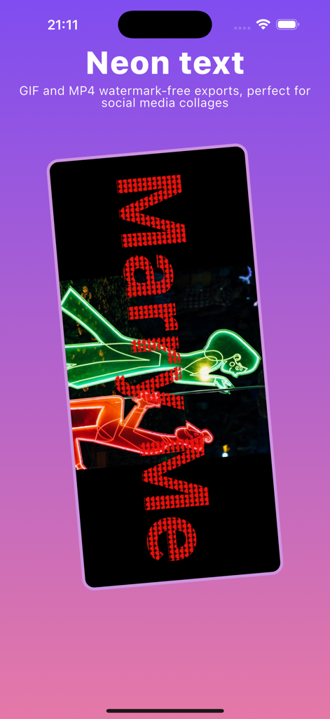 LED Banner - Scroller Big Text - LED scroller app interface showing red scrolling text with neon background