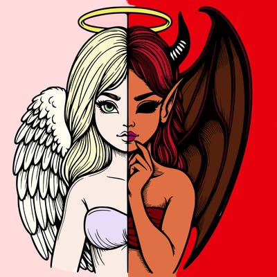 realistic angel half demon