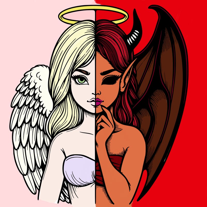 realistic angel half demon