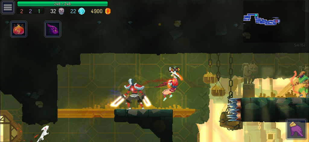 Dead Cells: Netflix Edition - Dead Cells Netflix Edition gameplay mostrando combate 2D rápido e gráficos pixel art.