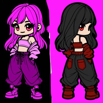 girl in crop top and baggy pants