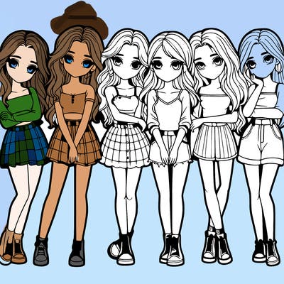 a group of girls realistic