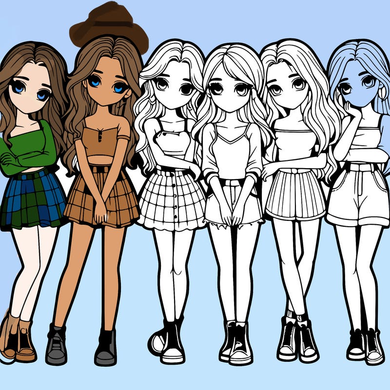 a group of girls realistic