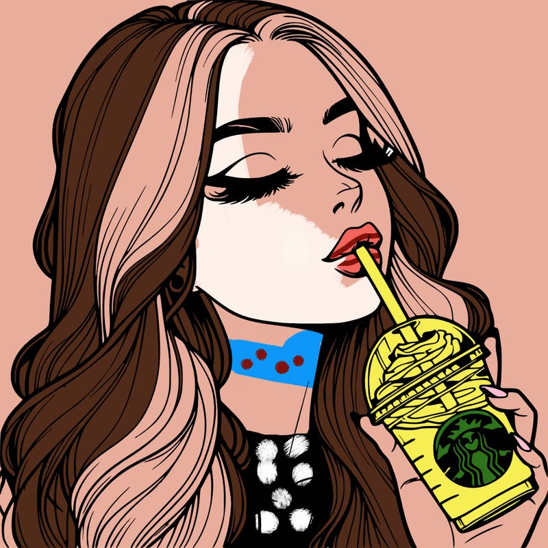 realistic girl drinking starbucks