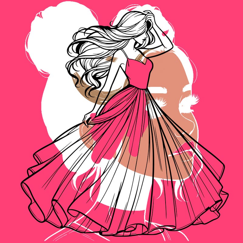 realistic woman with dress flowing in the wind