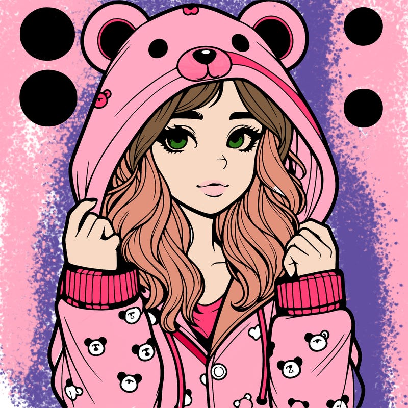 realistic girl in a animal pjs hoodie