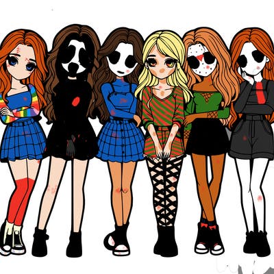 a group of girls realistic