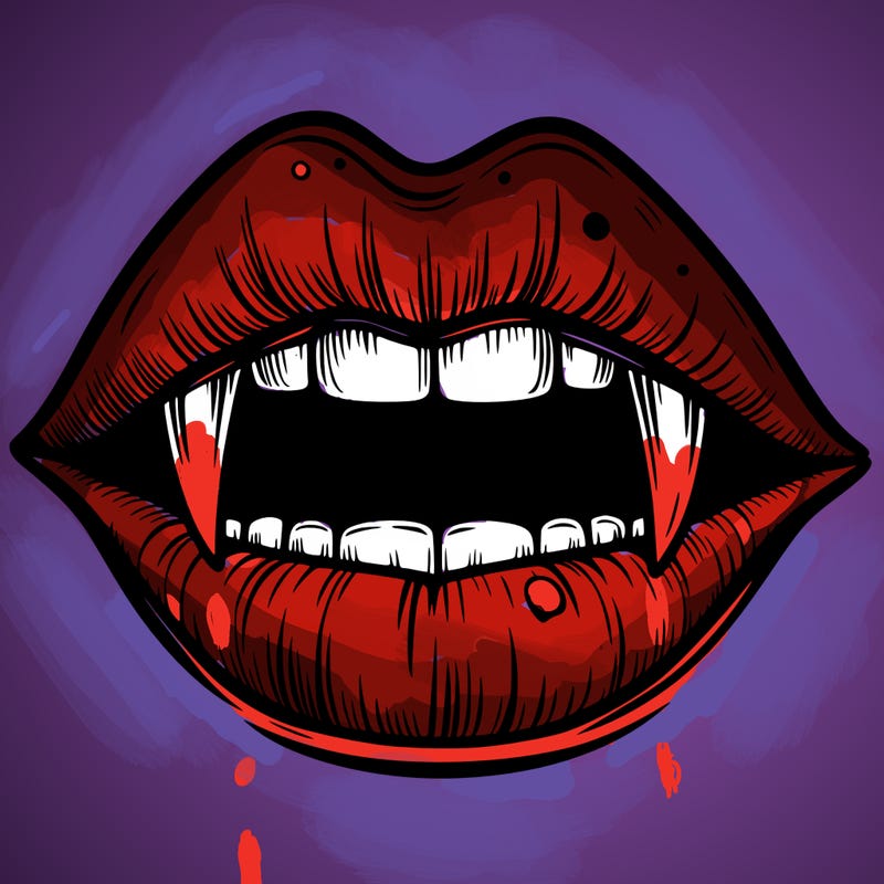 lips with vampire teeth