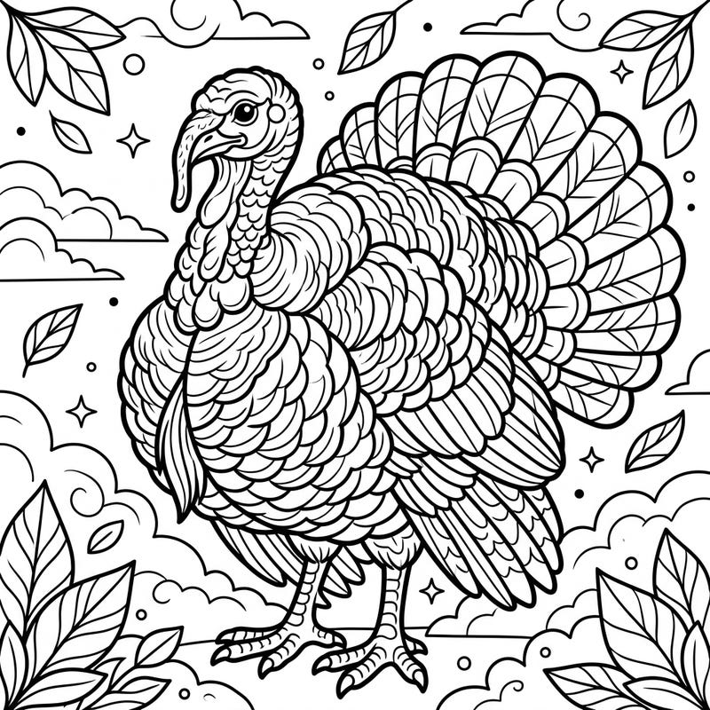 Dive into the intricate world of the White Holland Turkey with this beautifully detailed coloring page. Its majestic feathers and elegant stance offer a delightful challenge for artists of all levels.